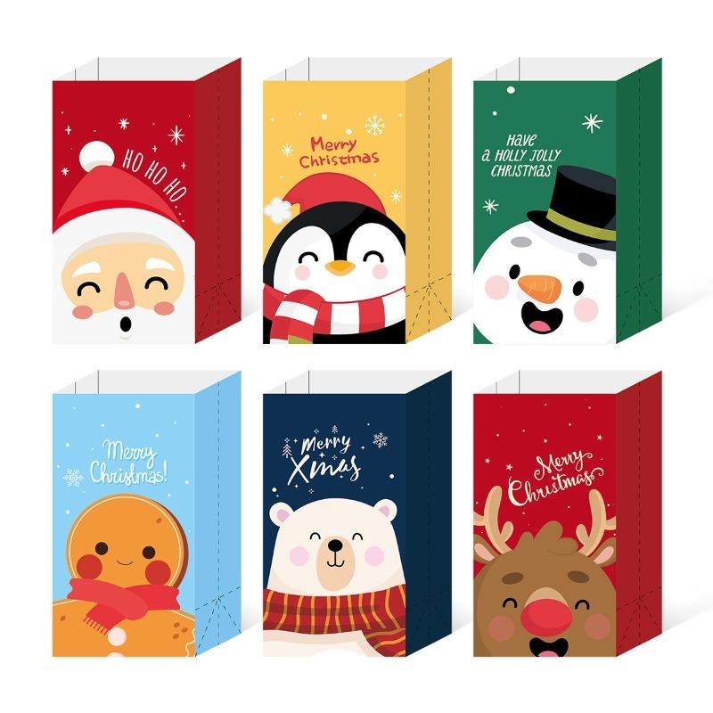 Christmas gift bag gift packaging bag Amazon Santa flat mouth paper bag Christmas Eve apple packaging bag