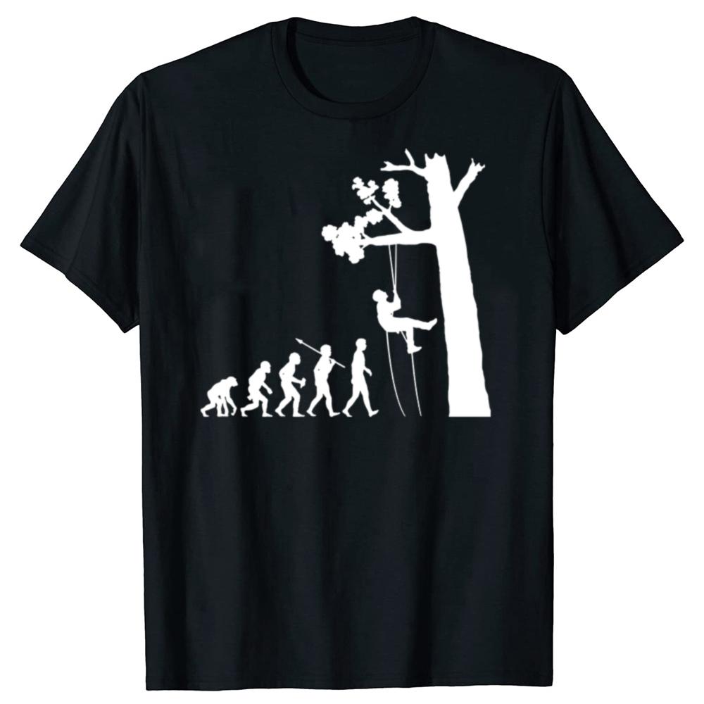 Funny Arborist Evolution T Shirts Men Humor Streetwear Tee Shirt Short Sleeve Classic Tree Surgeon Unisex Loose Clothing