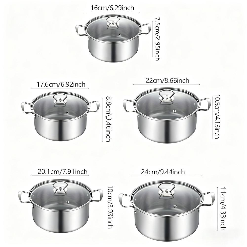 

Stovetop glass lid cookware set, 10 pieces, gold and silver dual-color, high-quality stainless steel