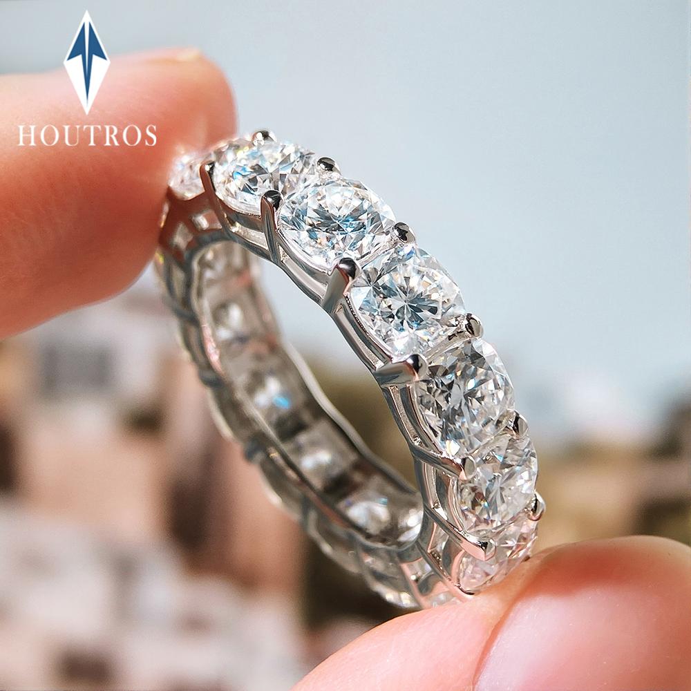 5mm 0.6CT Cushion Cut All Moissanite Ring CopperFull Eternity Engagement Rings Anniversary Wedding Bands Jewelry