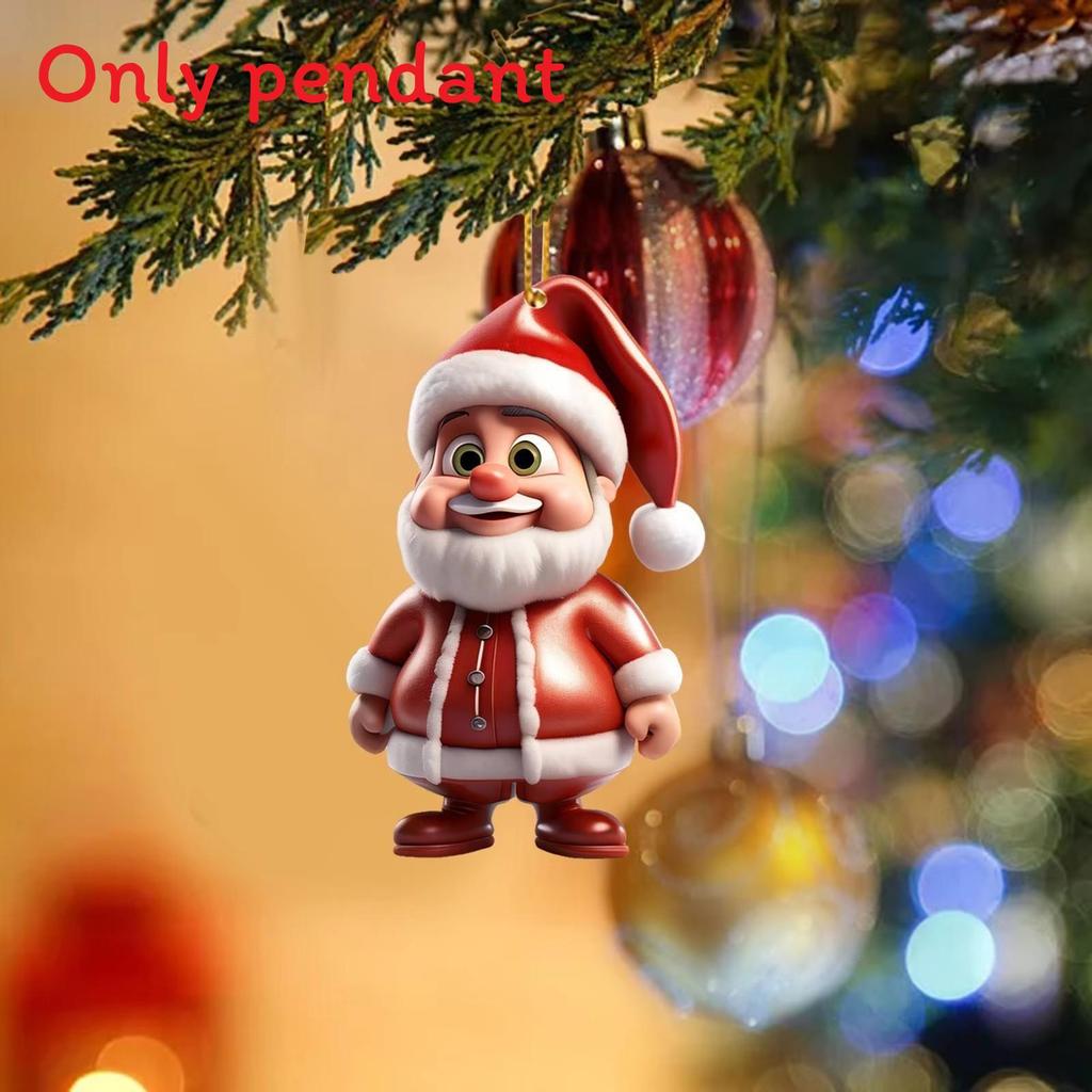 Cartoon Santa Cute Claus Pattern Acrylic Pendant For Christmas Decoration