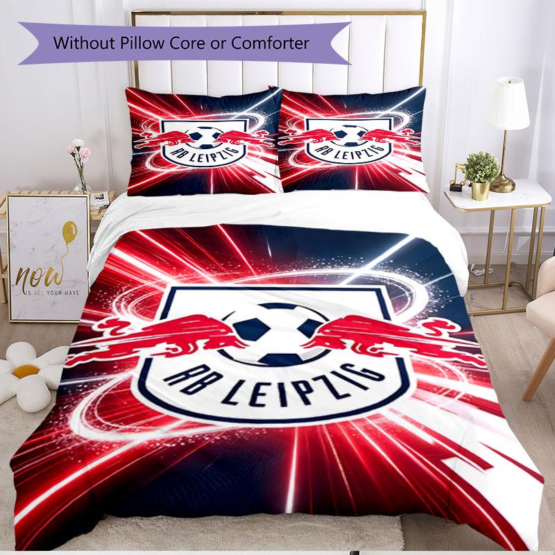 3-teiliges Bettbezug-Set (1 * Bettbezug + 2 * Kissenbezug, ohne Kern), RB Leipzig Aufdruck Weiches Ganzjahres-Bettwäscheset, Heimschlafzimmer-Dekoration Geschenk