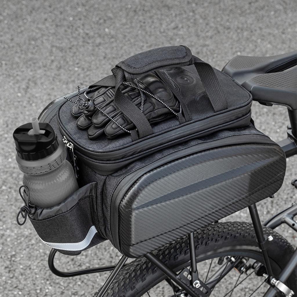 Bike Saddle Bags Rear Rack For Mountain Riding Travel Bike Trunk Saddle Seat Bag Carrier with Reflector Black 31L