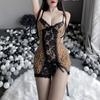 Sexy spodná bielizeň Európska a americká sexy čipka Transparentný leopardí jednodielny oblek
