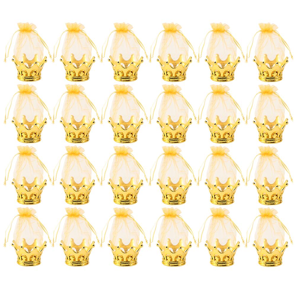 24 Pcs Crown Wedding Candy Gauze Bag Decorations Gold Gift Boxes Gifts Drawstring Bags Party