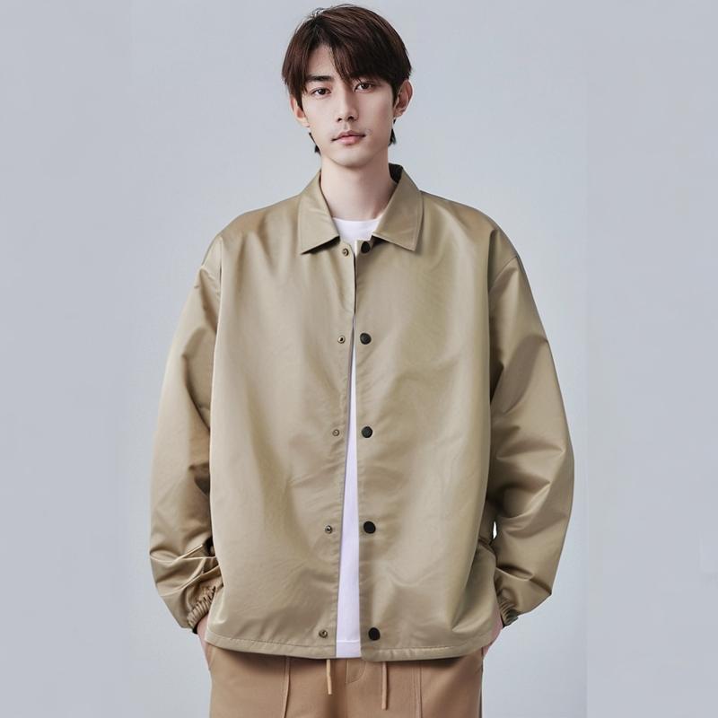 Fear Of God Essentials SS22 Coaches Jacket With Solid Color Logo And Windproof Buttons Unisex Outerwear Oak-Brown FOG-SS22-079