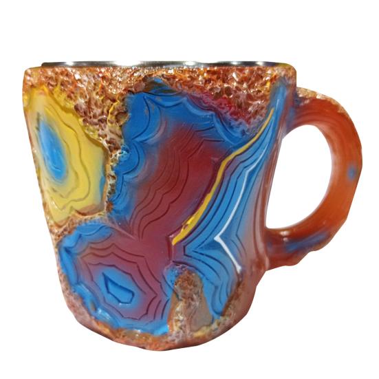 Hrnky na kávu Minerální hrnek na kávu z umělého křišťálu 11 oz pryskyřicový hrnek na čaj pro domácí kancelář Termo hrnek na pití z umělého křišťálu Dárek pro milovníky kávy