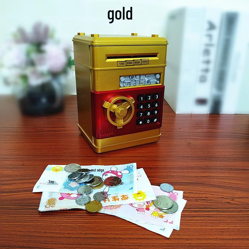 Internationales Sparschwein im Geldautomaten-Stil: Münzbetriebener, sprachaktivierter, rollender Münz-Elektroniksafe für Kinder
