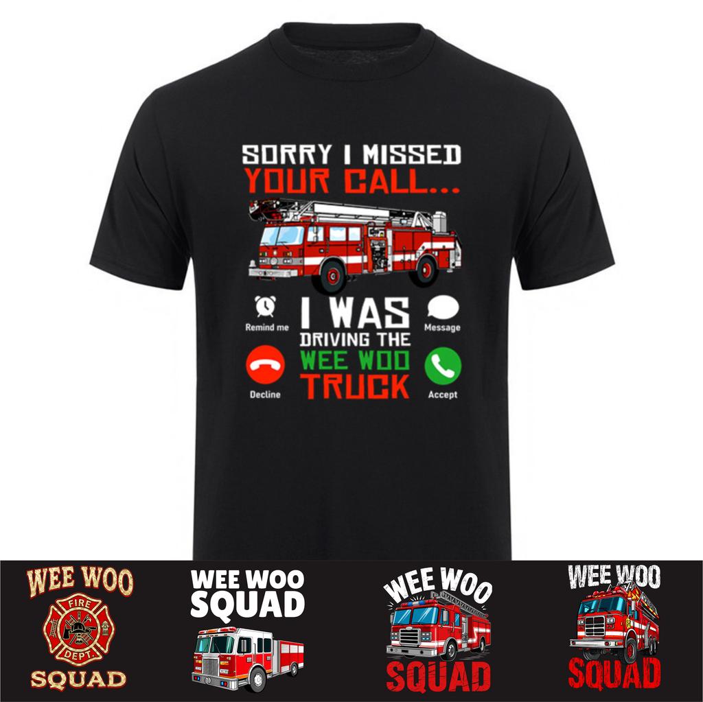Wee Woo Squad Firefighter Fire Truck FireUnisex Classic TShirt Cotton Birthday Gifts Unisexs Casual Loose Oversized T Shirt HJ037