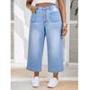 Grote Maat Casual Losse Denim Shorts voor Dames, Halflang