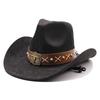 Hot-selling top hat, ethnic style cow head, western cowboy top hat, rolled brim, retro riding hat, woolen felt hat