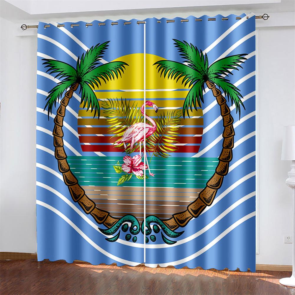 

Художественный принт фламинго, тканые шторы, затемняющие шторы для спальни, две отдельные шторы слева и справа 132cmx160cm