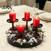 Sophisticated Gift for Home Metal Pillar Candle Holder, Circular 4-Pillar Tiered Stand Elegant Fireplace Mantle Decor Christmas, Wedding, Dining
