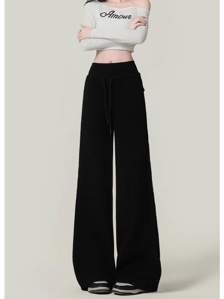 American Gray Wide-leg Casual Pants Women's Spring New High-waisted Loose-hanging Touching Pants