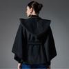 Damen Doppelseitiger Wollähnlicher Kapuzen-Cape-Schal, Poncho-Wickelmantel mit Schleifenband, 143×123cm Dicke Warme Oberbekleidung für Herbst Winter