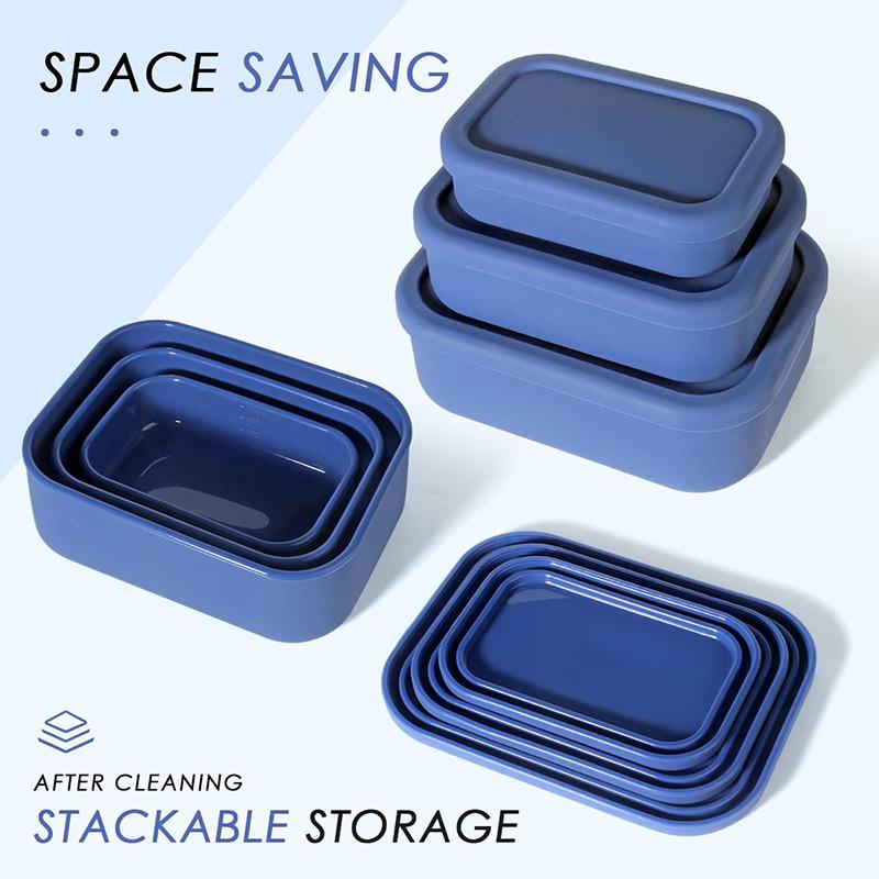 3Size Silicone Food Storage Containers Hard-Shell Silicone Bento Lunch Box Container with Lids Microwave Dishwasher Freezer Safe