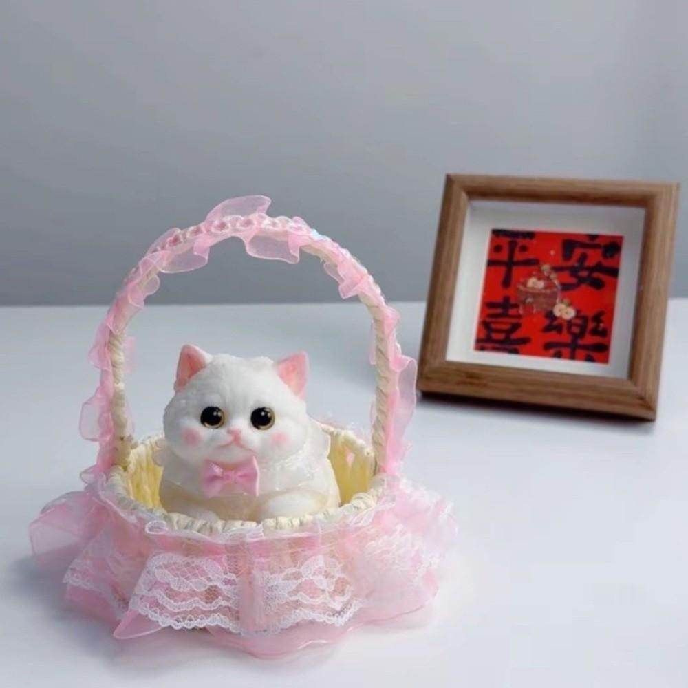 with Flower Basket Cat Squeeze Toy Simulation Cat Cat Squishy Toy Cat Fidget Toy  Children's Gift