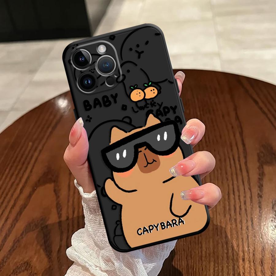 Cute Cartoon Capybara Phone Case For iPhone 17 16 15 11 12 14 13 Pro Max Mini X XS XR 7 Plus SE 16E Soft Silicone Cover Fundas