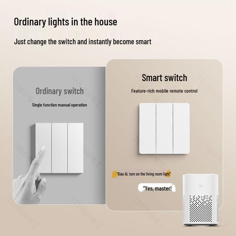Mijia Smart Switch Doppel-/Einzel-Nullleiter-Feuerkontrollpanel mit Sprachsteuerung für das ganze Haus.
