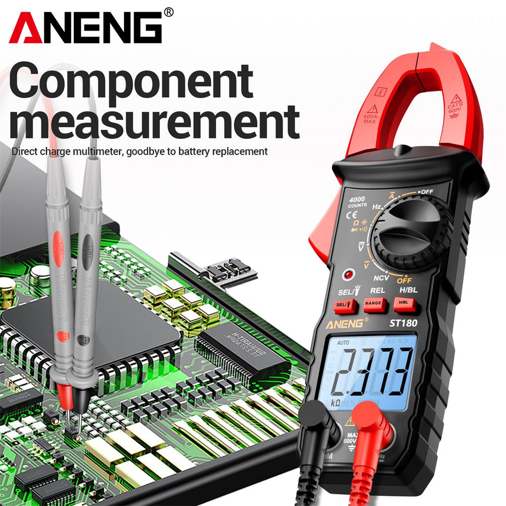 ANENG ST180 Clamp Meter Digital Multimeter DC/AC Voltage 4000 Counts B16 Current Ammeter Tester Set Car Amp Hz Capacitance NCV Ohm Electrician Tools