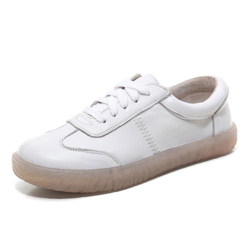 Mode GKTINOO 2025 Neue Frühling Damen Ballerinas Schnürschuhe Runde Zehenpartie Echtes Leder Ballerinas Damen Freizeitschuhe Weiche Sohle Damenschuhe