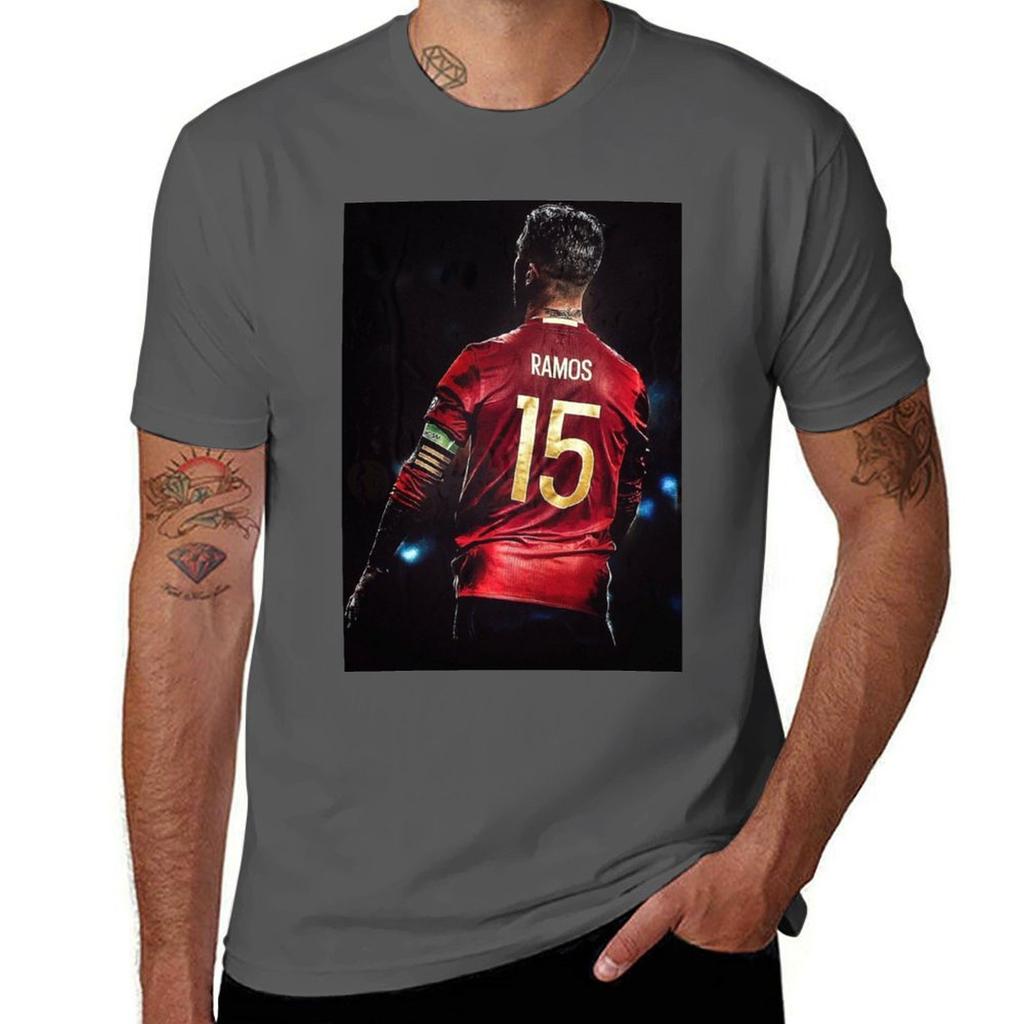 Camiseta Sergio Ramos Hombre Camiseta de Hombre Camisetas de Algodón Para Hombre Paquete Camiseta Blanca Hombre Camiseta Casual Hombre