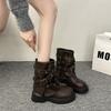 Maillard Trouser Boots 2025 New Retro Round Head Niche Design Medium Tube Boots Rivet Knight Boots
