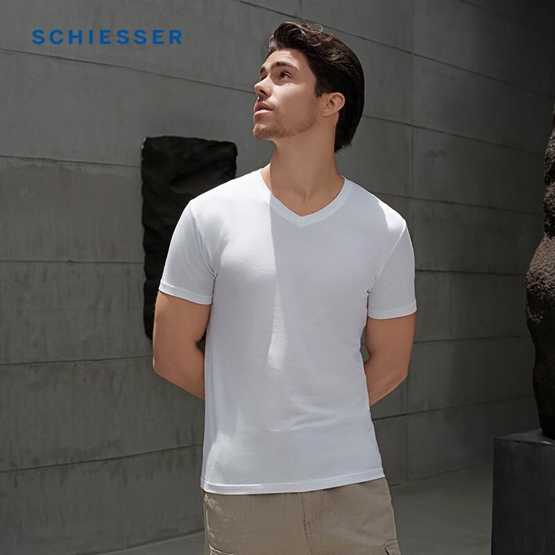 SCHIESSER Men's Comfort Cotton V-Neck Short Sleeve Top 3-Pack