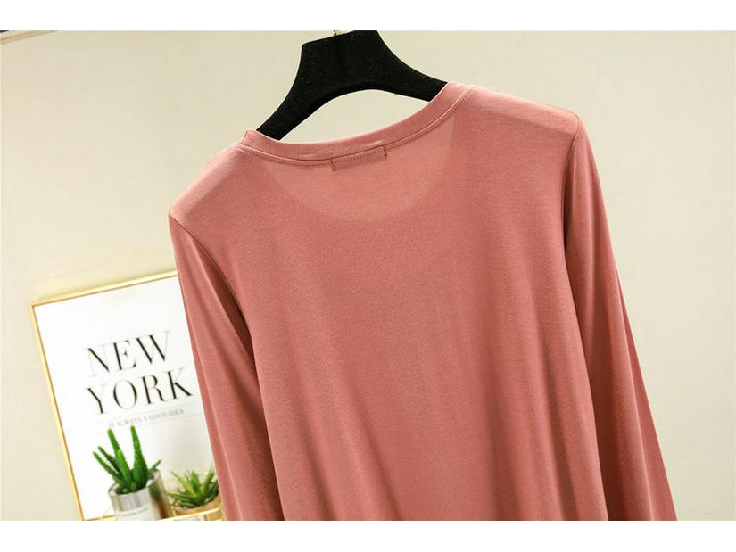 Damski jesienny zestaw piżamowy z bawełny modalnej – bluzka z długim rękawem i spodnie z szerokimi nogawkami