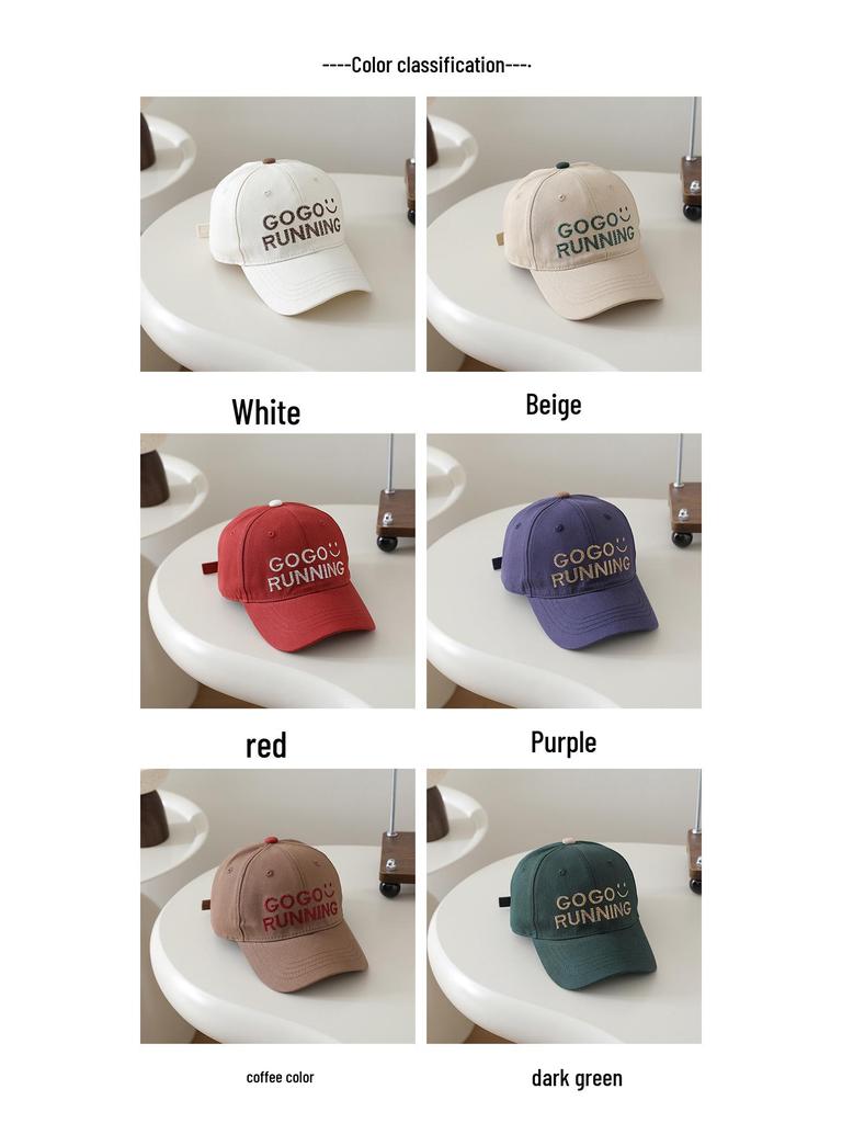 Kids' Korean Style Embroidered GOGO Duckbill Baseball Cap - Unisex Slimming Sun Hat for Spring and Summer
