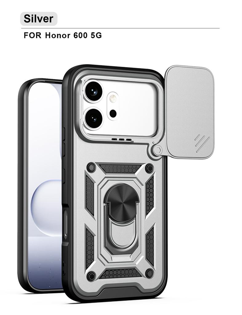 Armor Shockproof Case For Honor 600 Lite 600Pro Magnetic Ring Holder Slide Lens Cover For Honor 600 Honor600 Pro 5G Coque Funda