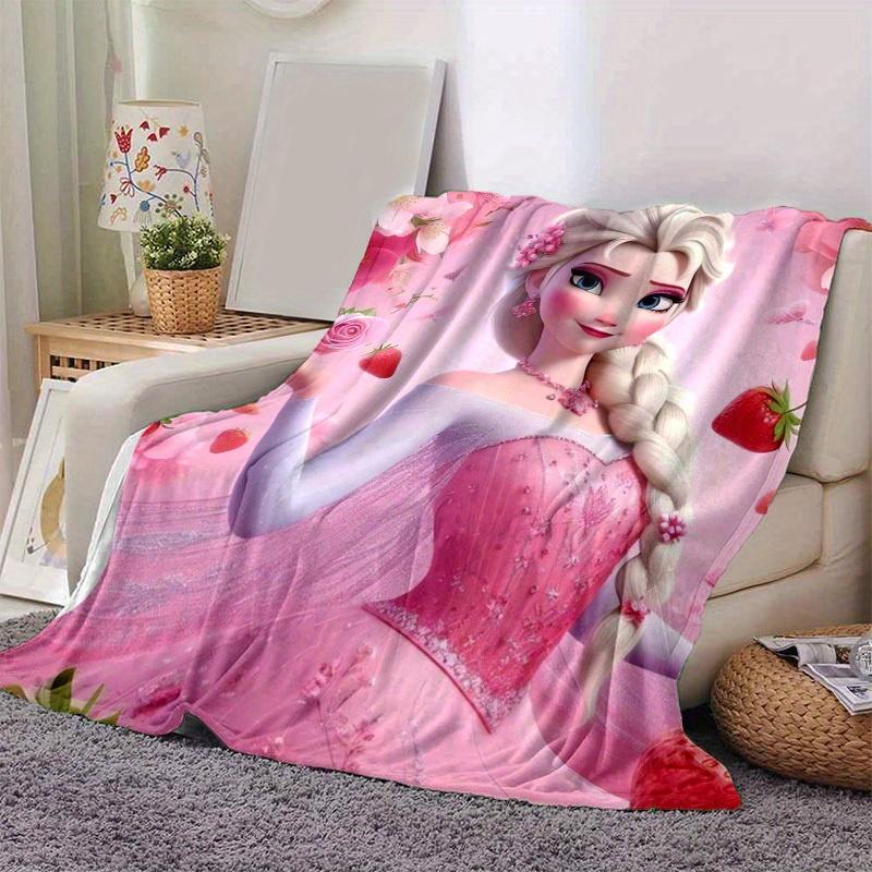 1pc, Elsa Frozen Princess Pink Floral Throw Blanket Home Decor, Couch Cover, Outdoor Blanket, Gift for Friends, Throw, Suitable for Bedroom,