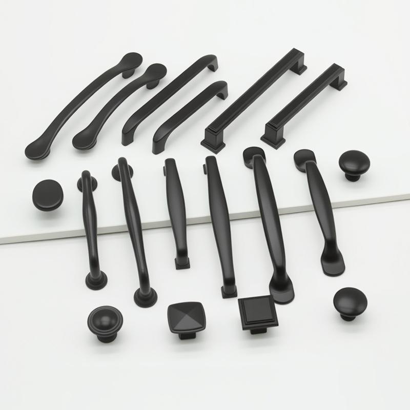 American Black Handle for Cabinets & Drawers: Minimalist Single Hole Design