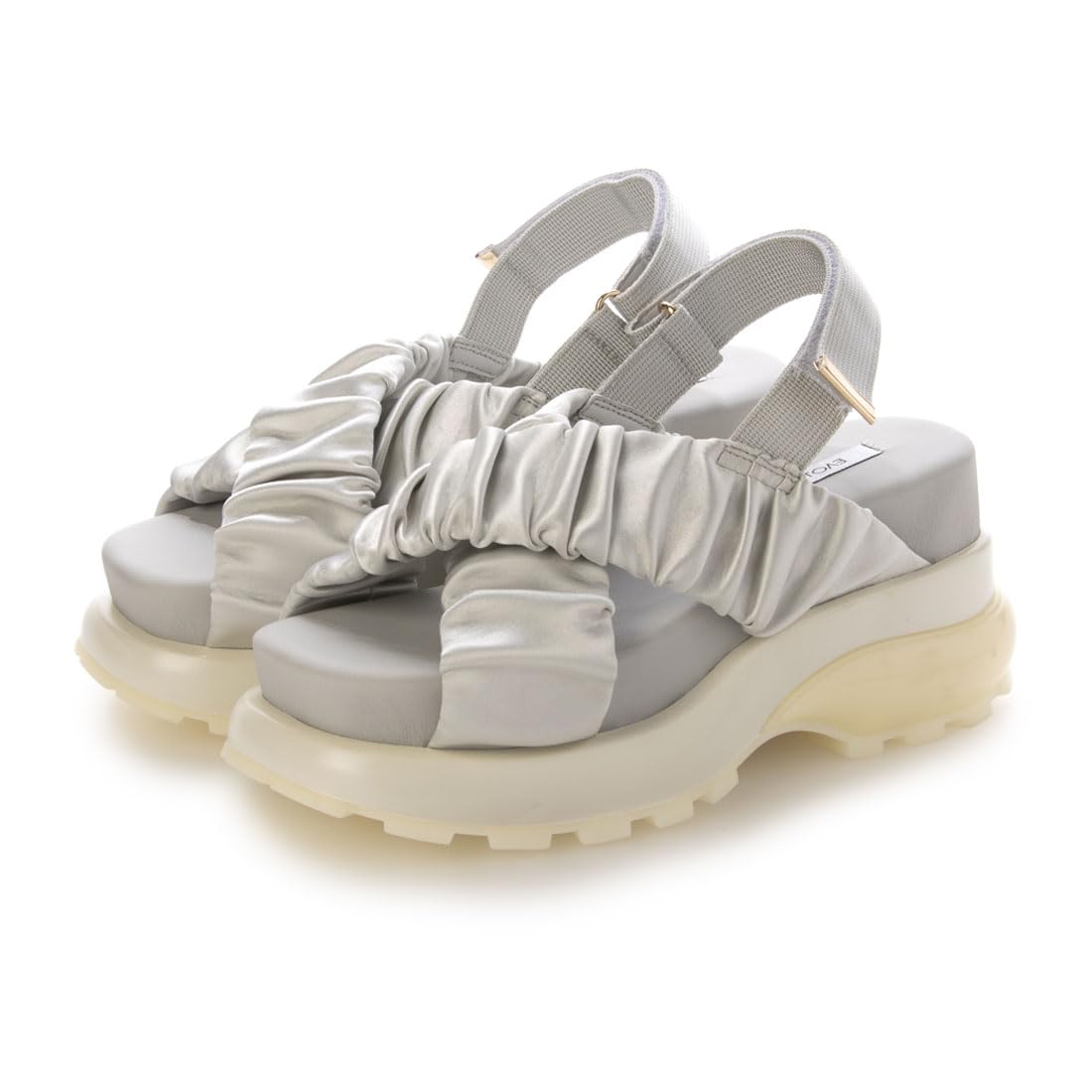 

EVOL Women s Shirred Cross Belt Platform Sandals (Sizes XS-L, Soft) IY5636 GY