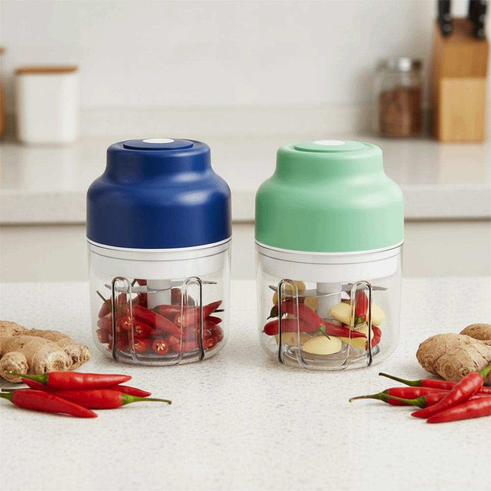 6 Stainless Steel Blades Electric Garlic Chopper 320ml Garlic Puller Meat Mincer  for Home