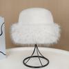 Flat Top Plush Hat with Colorful Faux Mink & Raccoon Fur - Thick & Warm for Fall/Winter