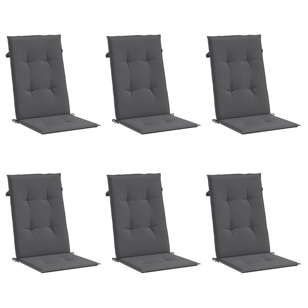 vidaXL Gartenstuhlauflagen für Hochlehner 6 Stk. Anthrazit 120x50x3 cm