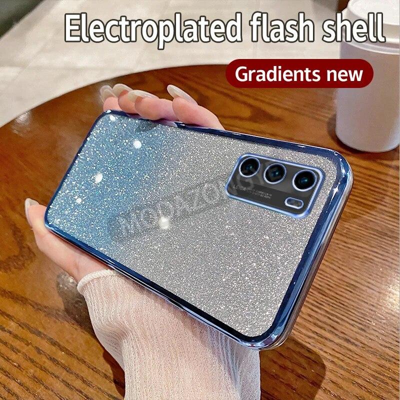 For Huawei P40 Case Electroplating Soft Glitter TPU Cell Phone Back Cover HuaweiP40 Phone Casing For Girl Woman