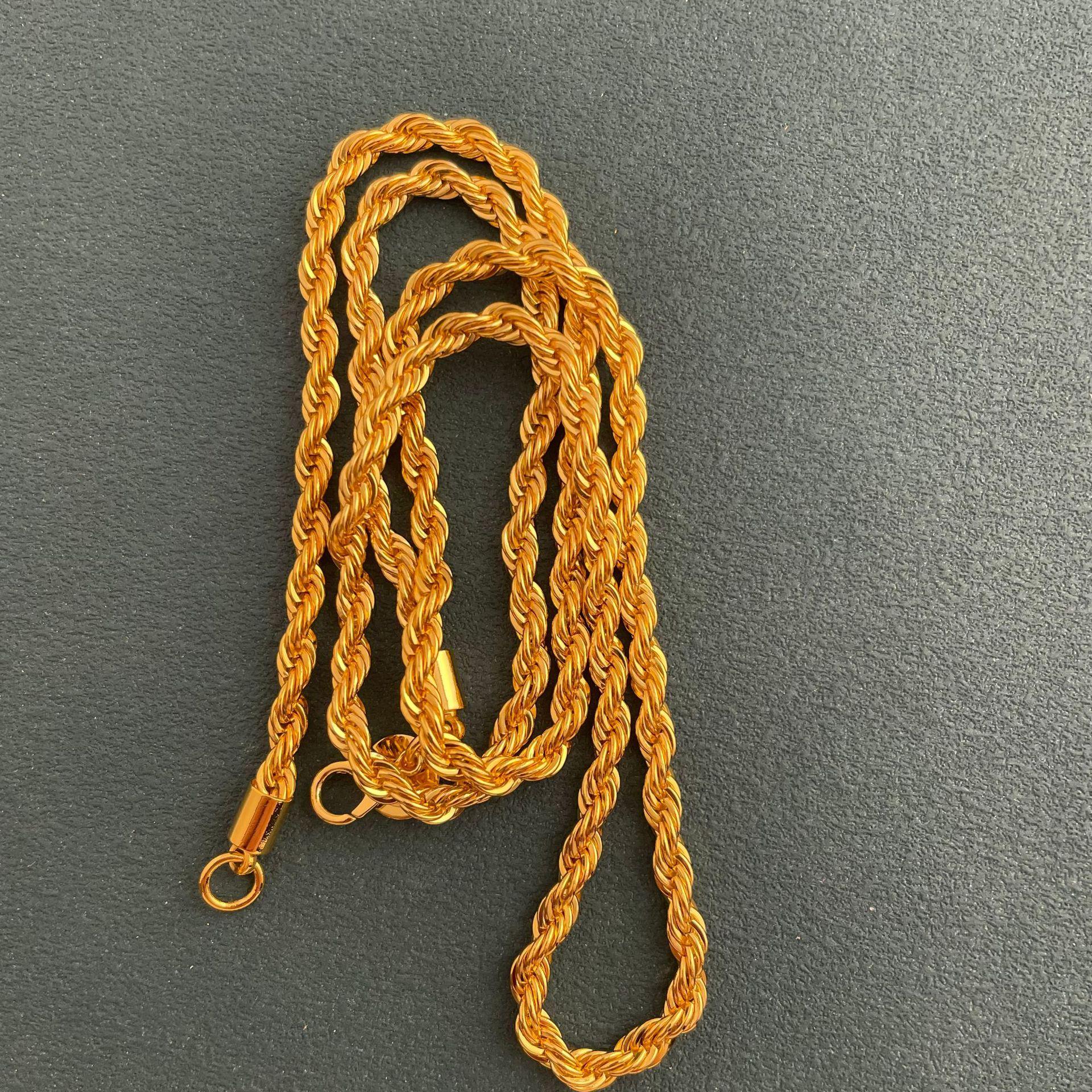2026 Copper Gold-plated 3MM Twisted Rope Twist Necklace Fashionable and Exquisite Versatile Jewelry 2026 3MM*45CM