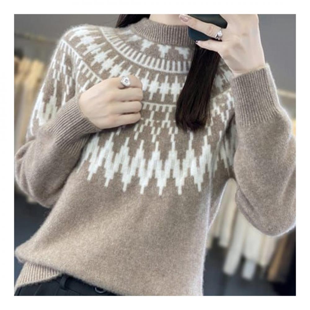 Navava Nk1933 Retro Pattern Soft Long Sleeve Knit