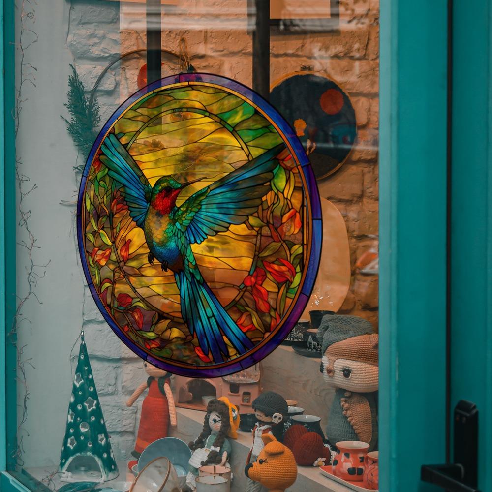 Double-Sided Design Hummingbird Window Decals Reusable Warning Sticker  Dormitory