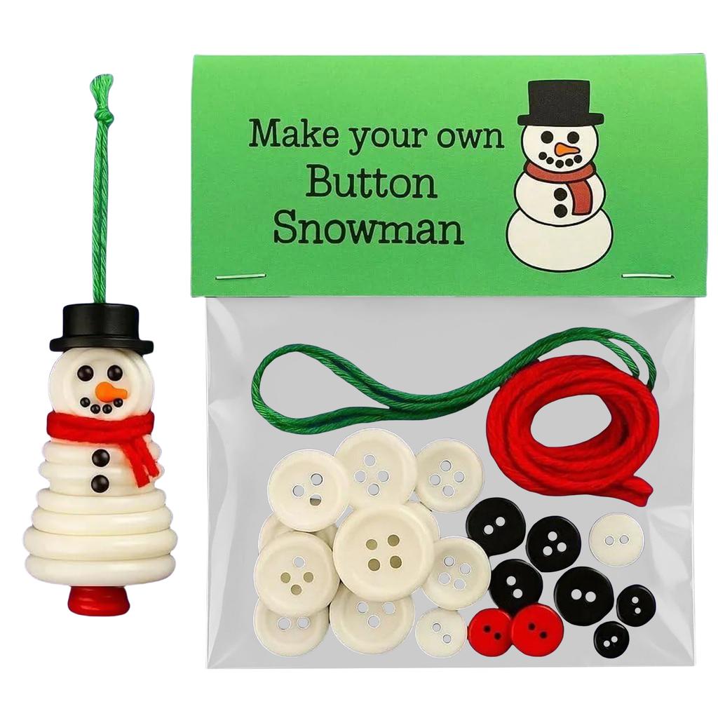 Fun Christmas Button Making Set Reusable Small Xmas Hanging Ornament Creative Button Decorations for Holiday Stocking Filler