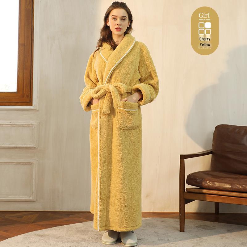 Mens & Womens Luxurious Extra Long Fleece Bathrobe - Thick, Plush, Plus Size Autumn/Winter Pajamas for Couples