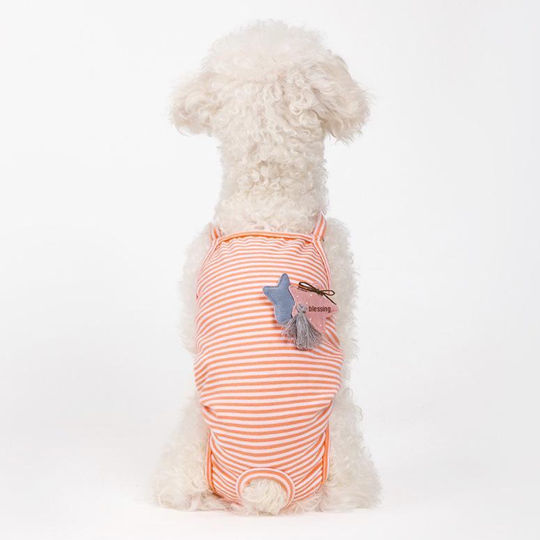 Striped Pet Physiological Overalls - Dog Menstrual and Sanitary Pants for Puppies