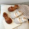 Sommer Prinzessin Schuhe für Kinder mit Hohlgewebe Mädchen Sandalen Einfarbig 2024 Neu Kinder Strandschuhe für den Urlaub Weiche Sohle