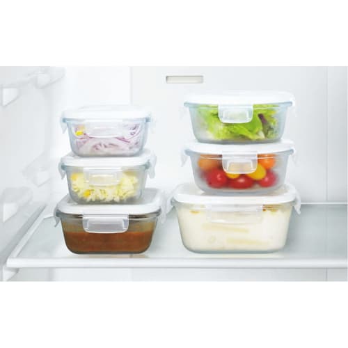 Kakusee HO-05 Home Meal - Heat-Resistant Glass Storage Container with Steam Valve, Rectangular, 1000ml, Clear