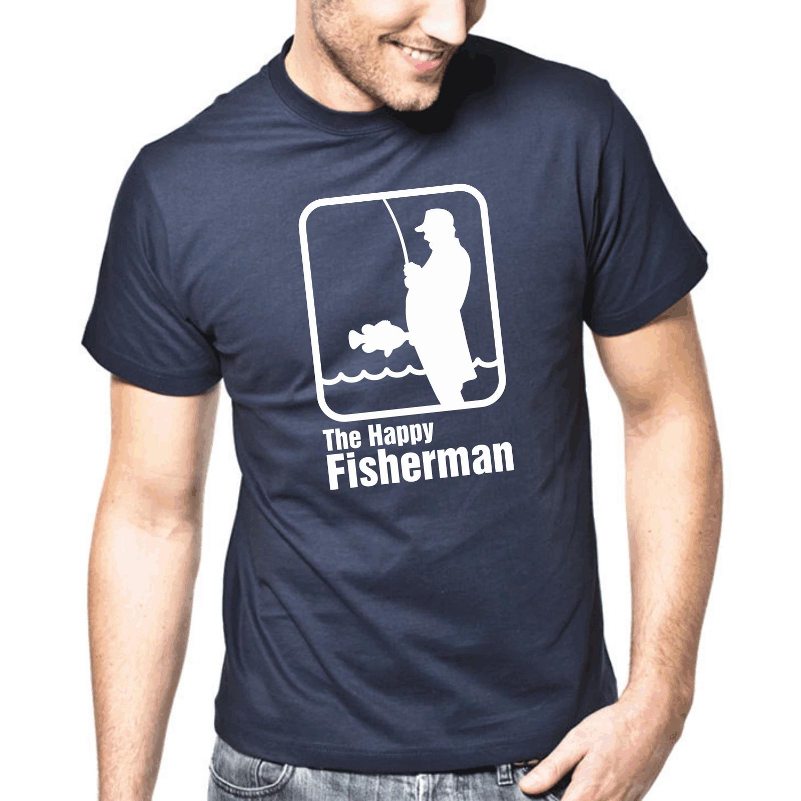 Men s and Women s T-shirts The Happy Fisherman Angler Fishing Fisherman Sayings Gift Funny Fun S