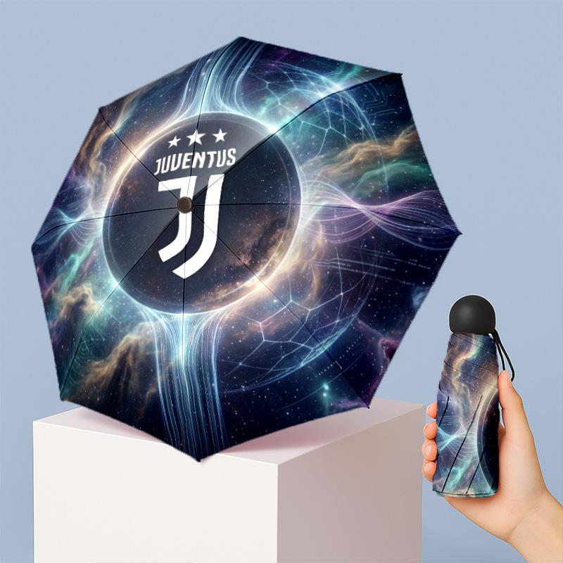 Juventus FC Pattern Printed Mini 5 Folds 8 Ribs Compact Umbrella Windproof Waterproof Lightweight Portable Folding