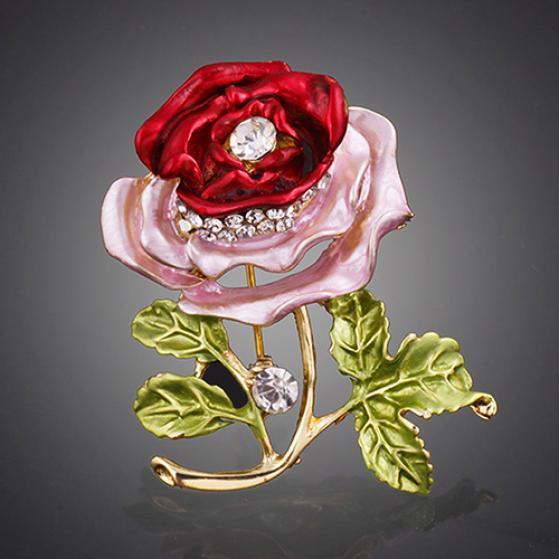 Fashion Womens Rhinestone Rose Flower Brooch Pin Wedding Party Jewelry Gifts