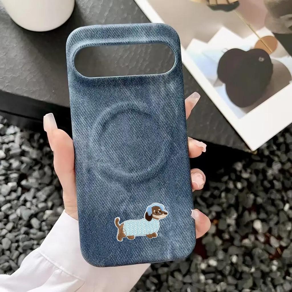 Couple Design Cowboy Cloth Texture Leather Magnetic Charge Case For Google Pixel 10 9 Pro XL 8 7 A/Pro Anti-fall Protector Cover